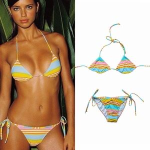 Tropical Brazilian Stripe Bikini As Seen On Adriana Lima